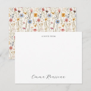Watercolor Pink Blue Wildflowers Script Note From Card
