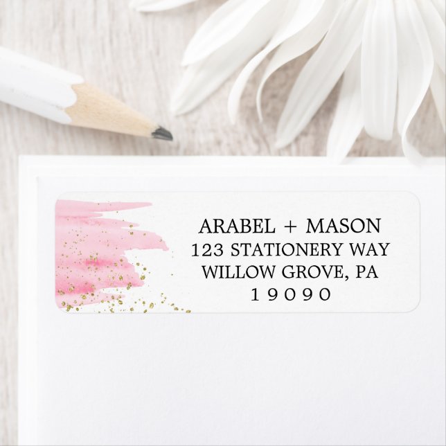 Watercolor Pink Blush and Gold Sparkle Wedding (Insitu)