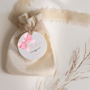 Watercolor Pink Blush Bow Baby shower Thank you Favour Tags