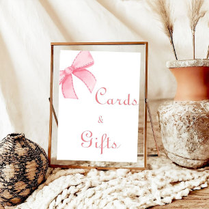 Watercolor Pink Blush Bow Gift bridal shower sign