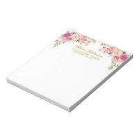 Watercolor Pink Blush Floral Gold Personalised