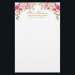 Watercolor Pink Blush Floral Gold Personalised  Stationery<br><div class="desc">Elegant Watercolor Pink Blush Floral Gold Personalised Stationary Paper includes beautiful pink roses.</div>
