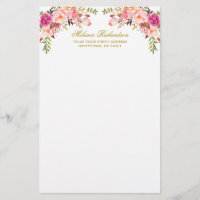 Watercolor Pink Blush Floral Gold Personalised 