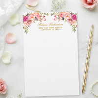 Watercolor Pink Blush Floral Gold Personalised