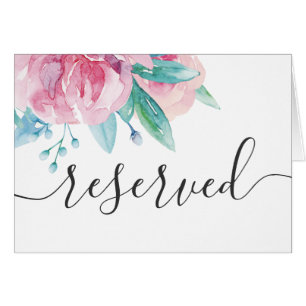 Watercolor pink blush floral wedding reserved sign
