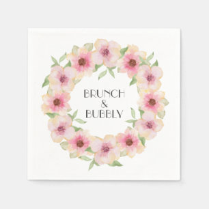 Watercolor Pink Blush Flowers Napkin