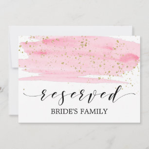 Watercolor Pink Blush & Gold Wedding Reserved Sign Invitation