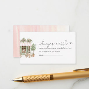  Watercolor pink bonjoor bebe baby shower diaper r Enclosure Card