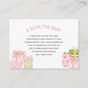 Watercolor Pink Books for Baby Request Enclosure  Card