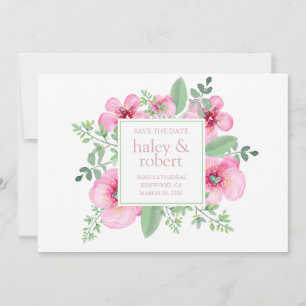 Watercolor Pink Botanical Save the Date