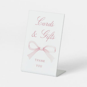 Watercolor Pink Bow Cards & Gifts Pedestal Sign