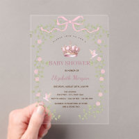 Watercolor Pink Bow Crown Floral Arch Baby Shower