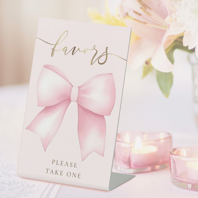  watercolor pink bow favours sign (Creator Uploaded)