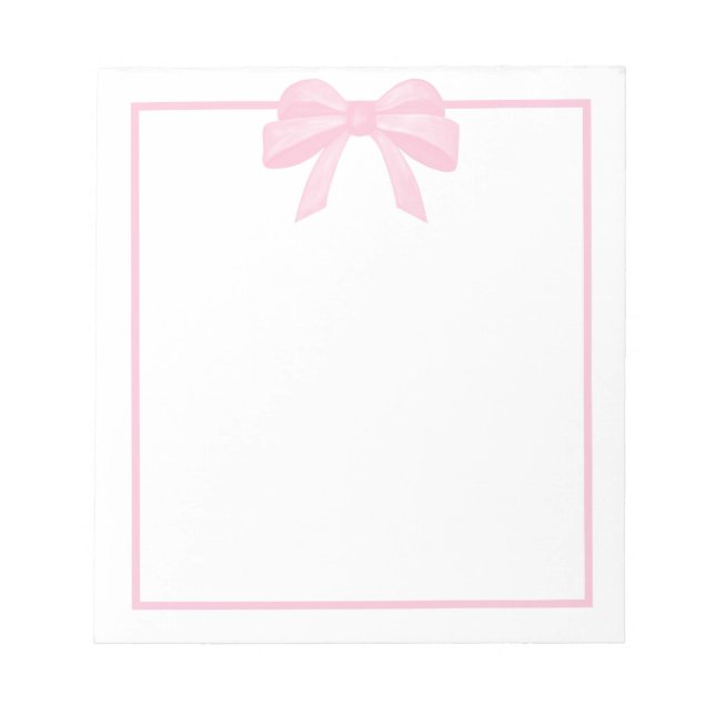Watercolor Pink Bow Notepad (Front)