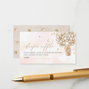 Watercolor pink bow ribbon baby shoEnclosure Card