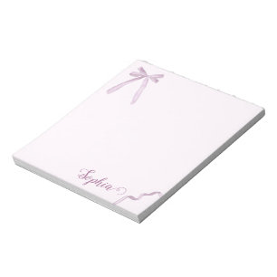 Watercolor Pink Bow Ribbon Sweet Personalised Notepad