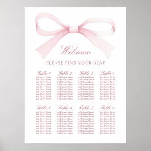 Watercolor Pink Bow Seating Chart