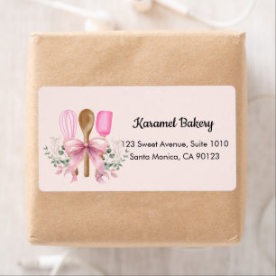 Watercolor Pink Bow Utensils Bakery Shipping