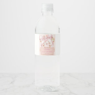 Watercolor Pink Bow Water Bottle Labels