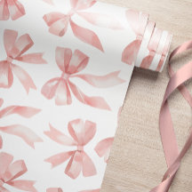 Watercolor Pink Bow Wrapping Paper