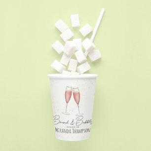 Watercolor Pink Brunch and Bubbly Bridal Shower Paper Cups