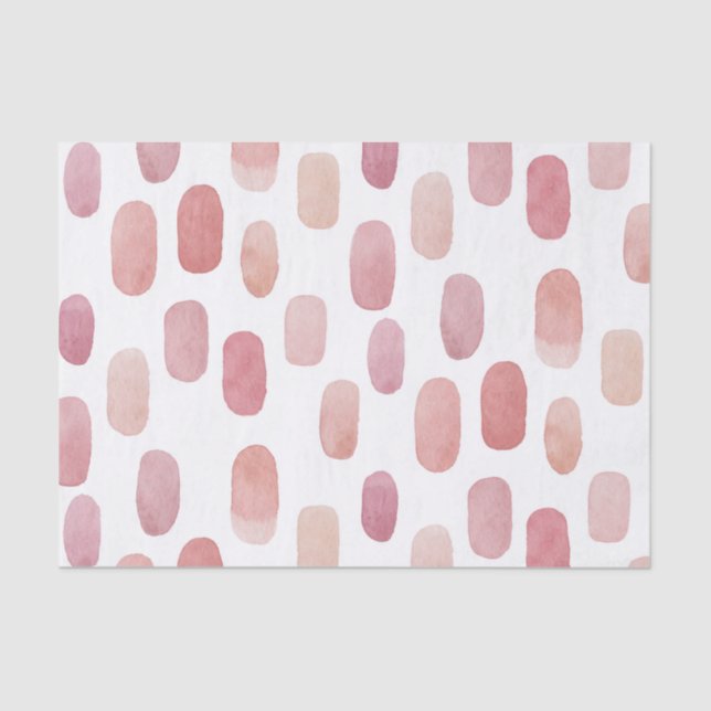 Watercolor pink brush. Modern simple cute pattern Tissue Paper (Front)