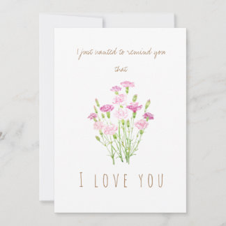 watercolor pink carnation flower card