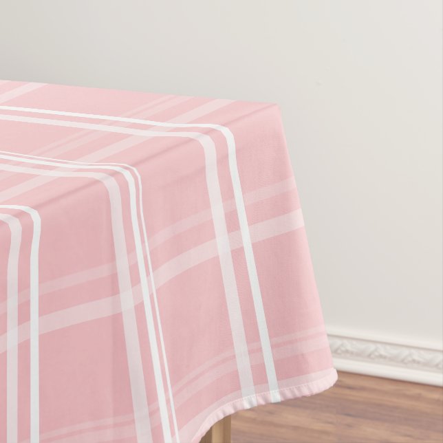 Watercolor Pink Check Pattern Tablecloth (In Situ)