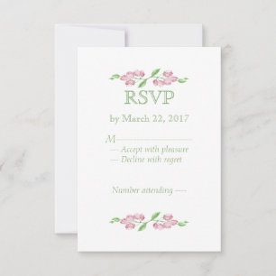 Watercolor Pink Cherry Blossom Flower RSVP Card