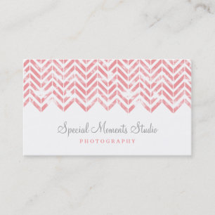 Watercolor Pink Chevron Business Card