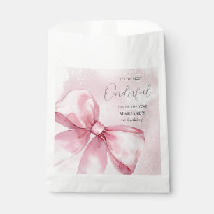 watercolor Pink Christmas Bow 1st birthday Favour Bags