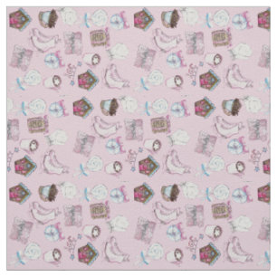 Watercolor Pink Christmas inspired Fabric