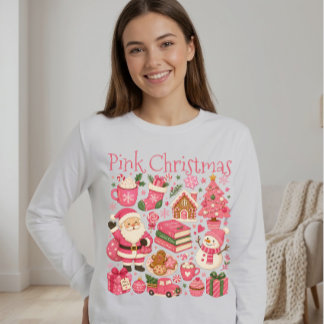 Watercolor Pink Christmas T-Shirt