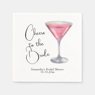 Watercolor Pink Cocktail Bridal Shower Napkin