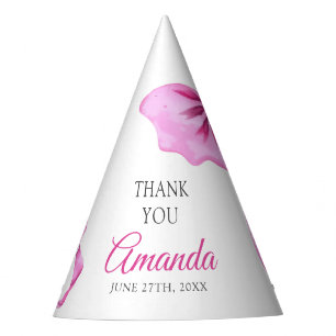 Watercolor Pink Coquette Bow Sweet 16 Birthday Party Hat