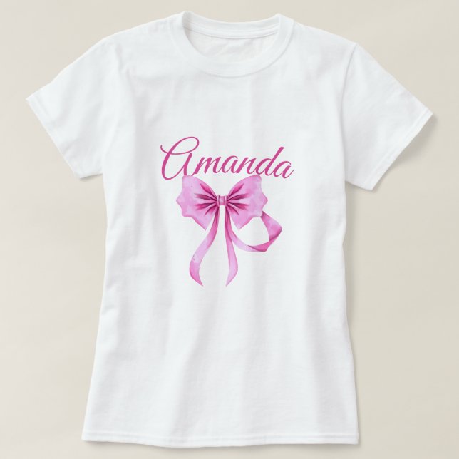 Watercolor Pink Coquette Bow Sweet 16 Birthday T-Shirt (Design Front)