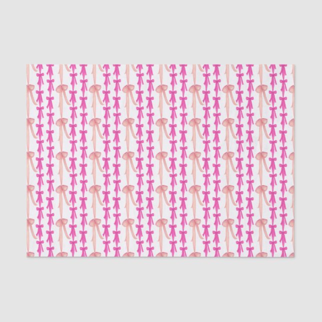 Watercolor Pink Coquette Bows Tissue Paper (Front)