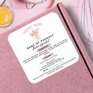 Watercolor Pink Cottage Law Label Bakery Packaging