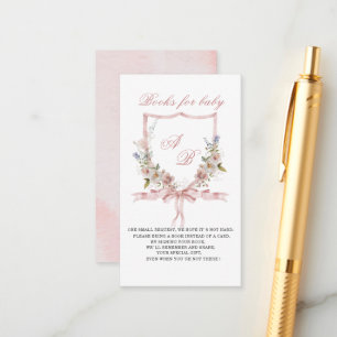 Watercolor pink crests Wildflowers baby shower b Enclosure Card