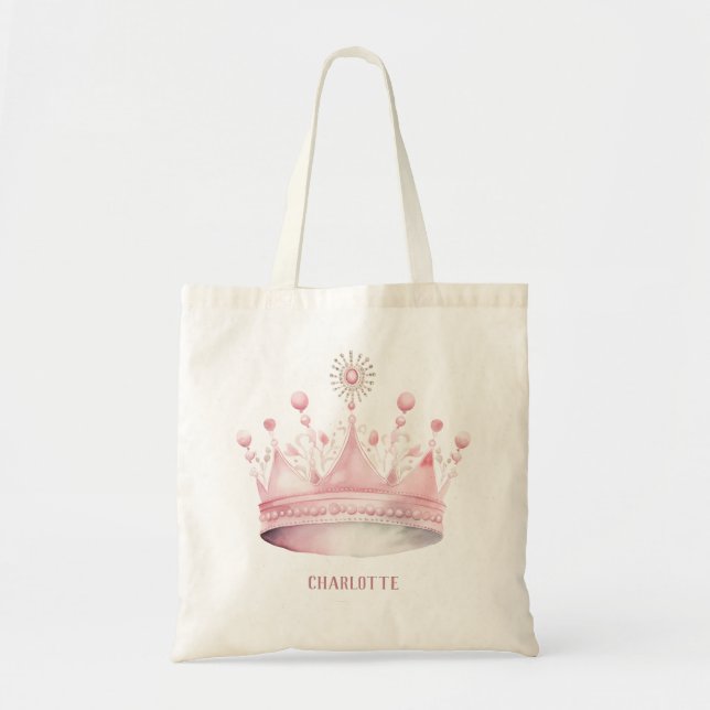 Watercolor Pink Crown  Tote Bag (Front)