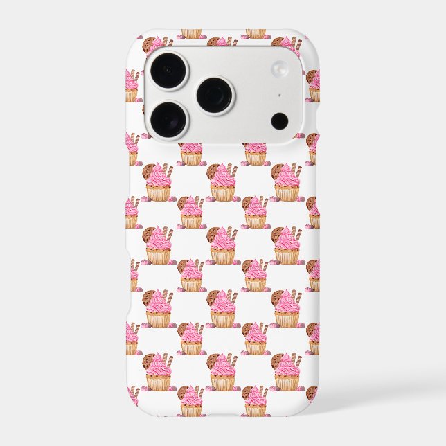 Watercolor Pink Cupcake With Chocolate Pattern (Back)
