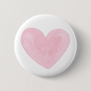 Watercolor pink cute heart. Romantic blush wedding 6 Cm Round Badge