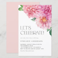 Watercolor Pink Dahlia Sweet 16 Party Invitation