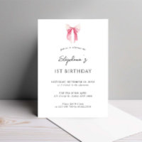 Watercolor Pink Dainty Bow 1st Birthday
