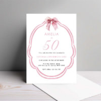 Watercolor Pink Dainty Bow 50th Birthday