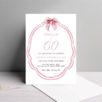 Watercolor Pink Dainty Bow 60th Birthday