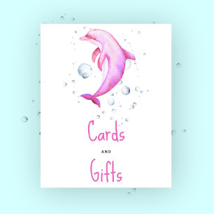 Watercolor pink dolphin - cards and gifts poster
