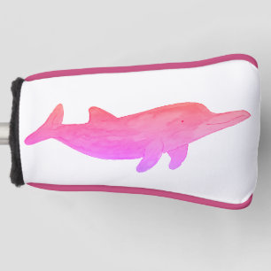Watercolor Pink Dolphin Golf Head Cover