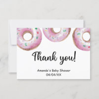 Watercolor pink doughnuts thank you card