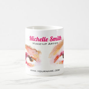 Watercolor pink eye makeup branding coffee mug
